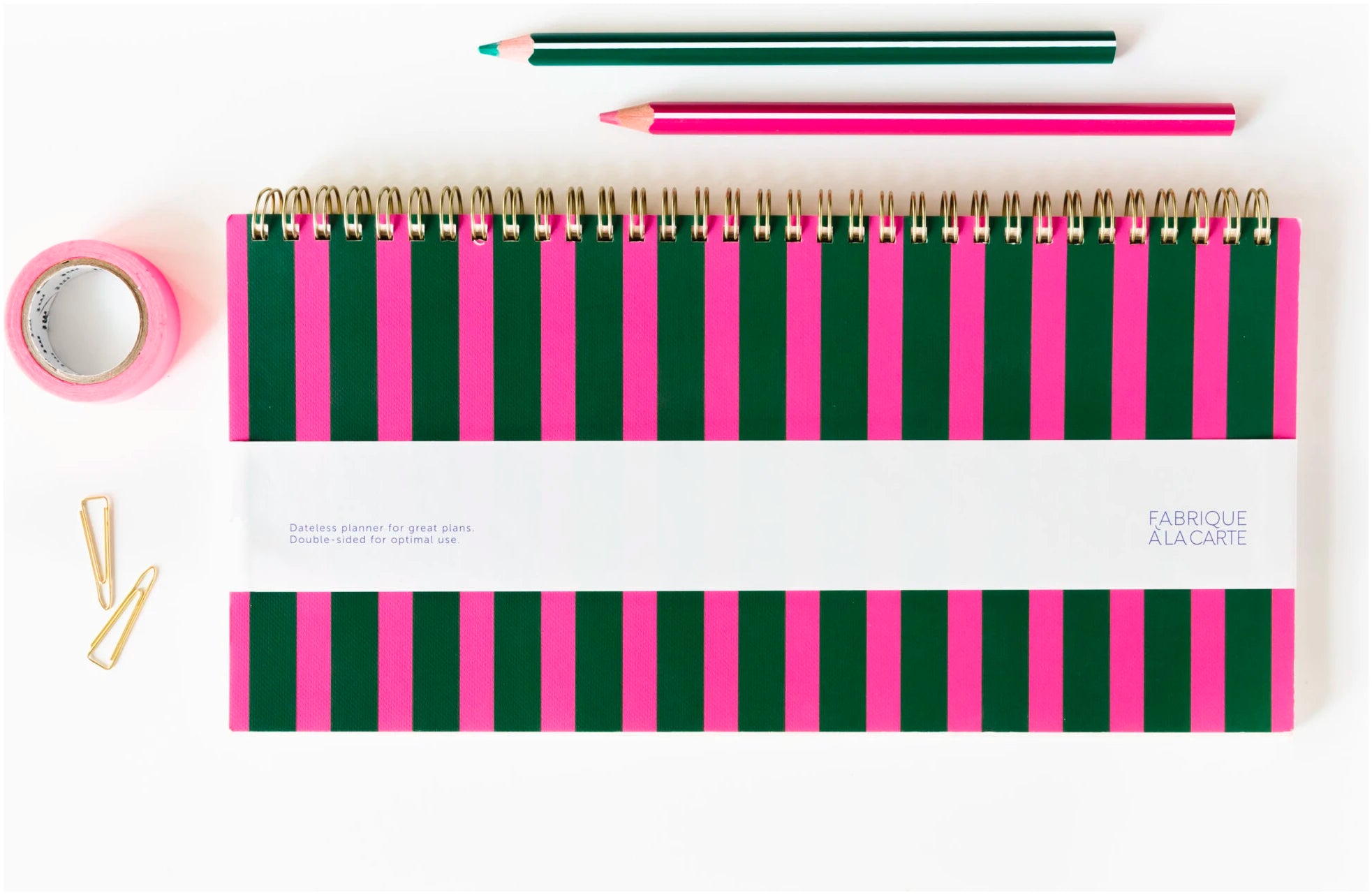 Deskplanner Stripes Green & Pink - Two Sided