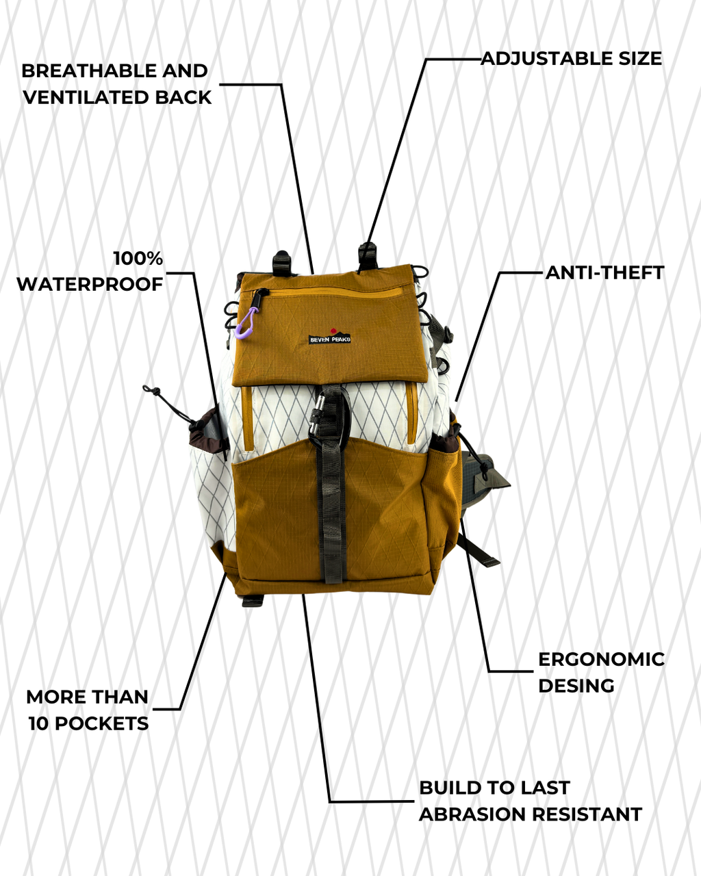 Seven Peaks rugzak in bruin