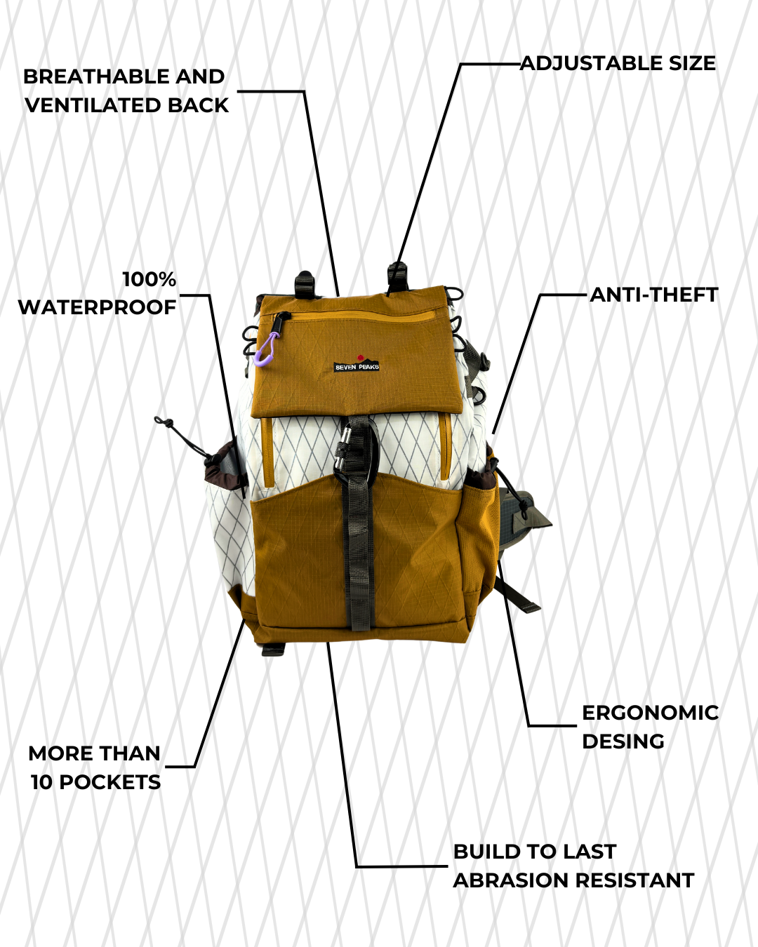 Seven Peaks rugzak in bruin