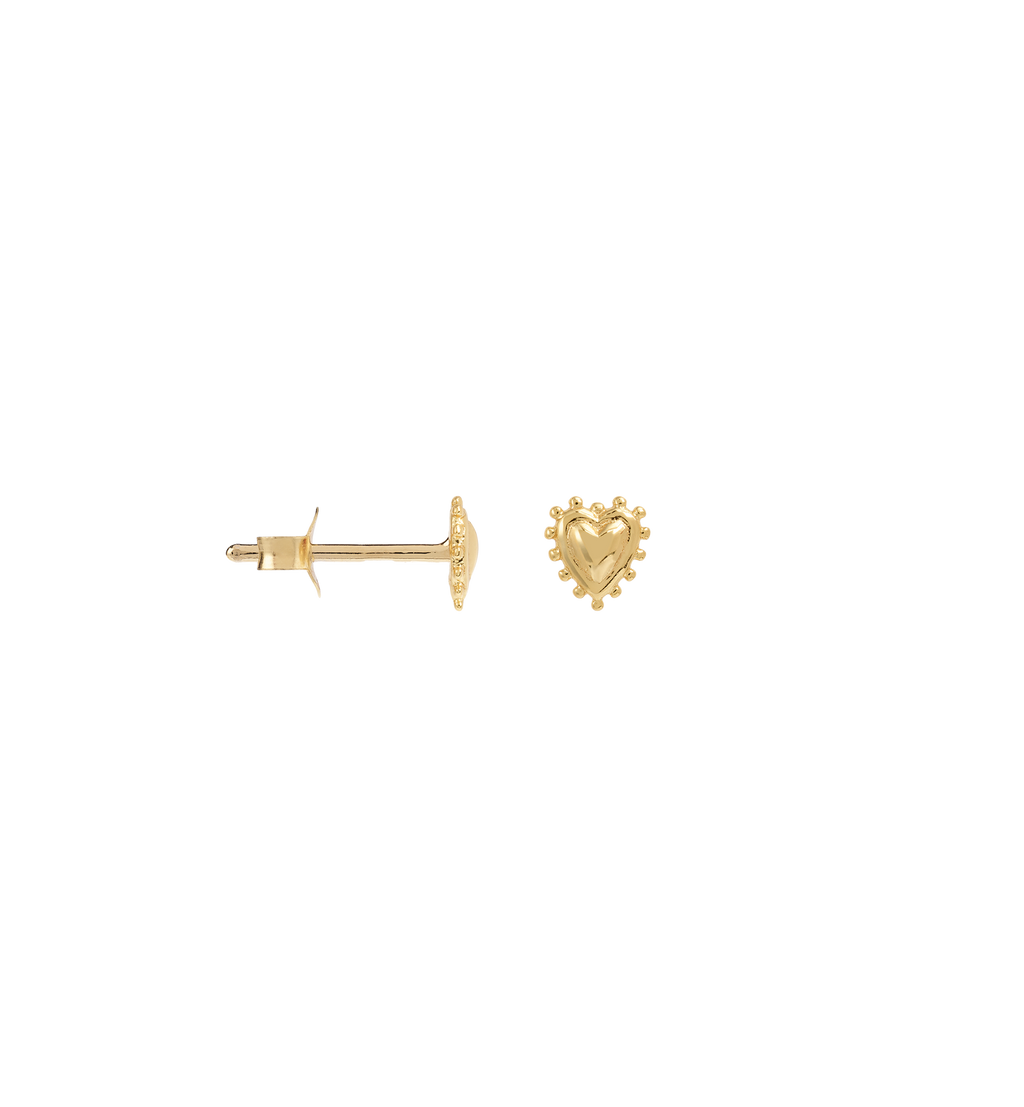Single Bravery Heart Stud Oorring Goud