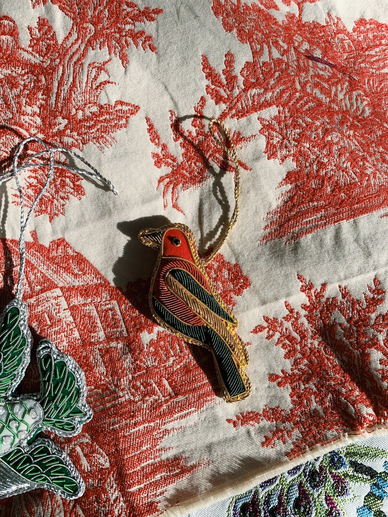 Embroidered Love Bird Ornament