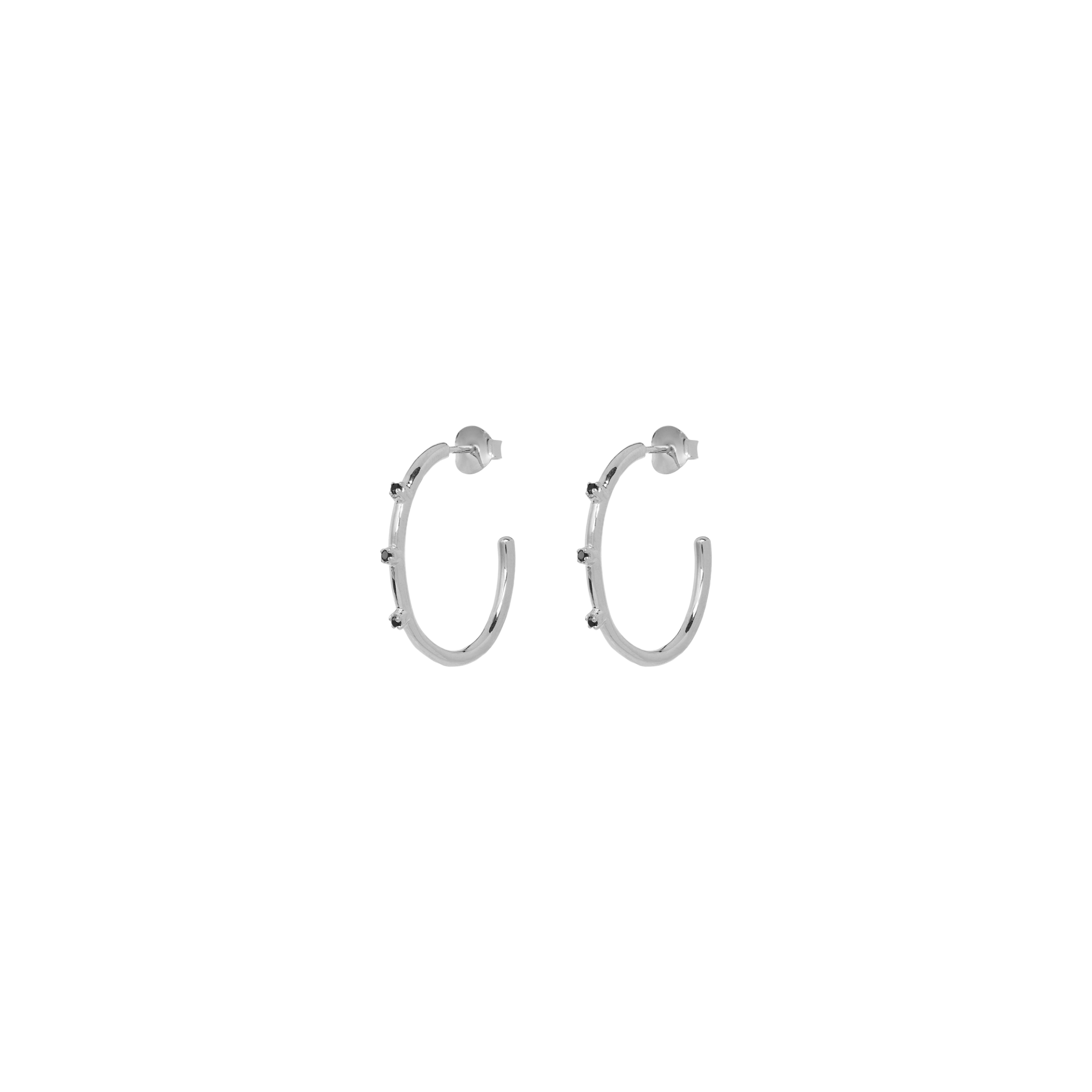 Stage Light Hoop Earrings Silver M