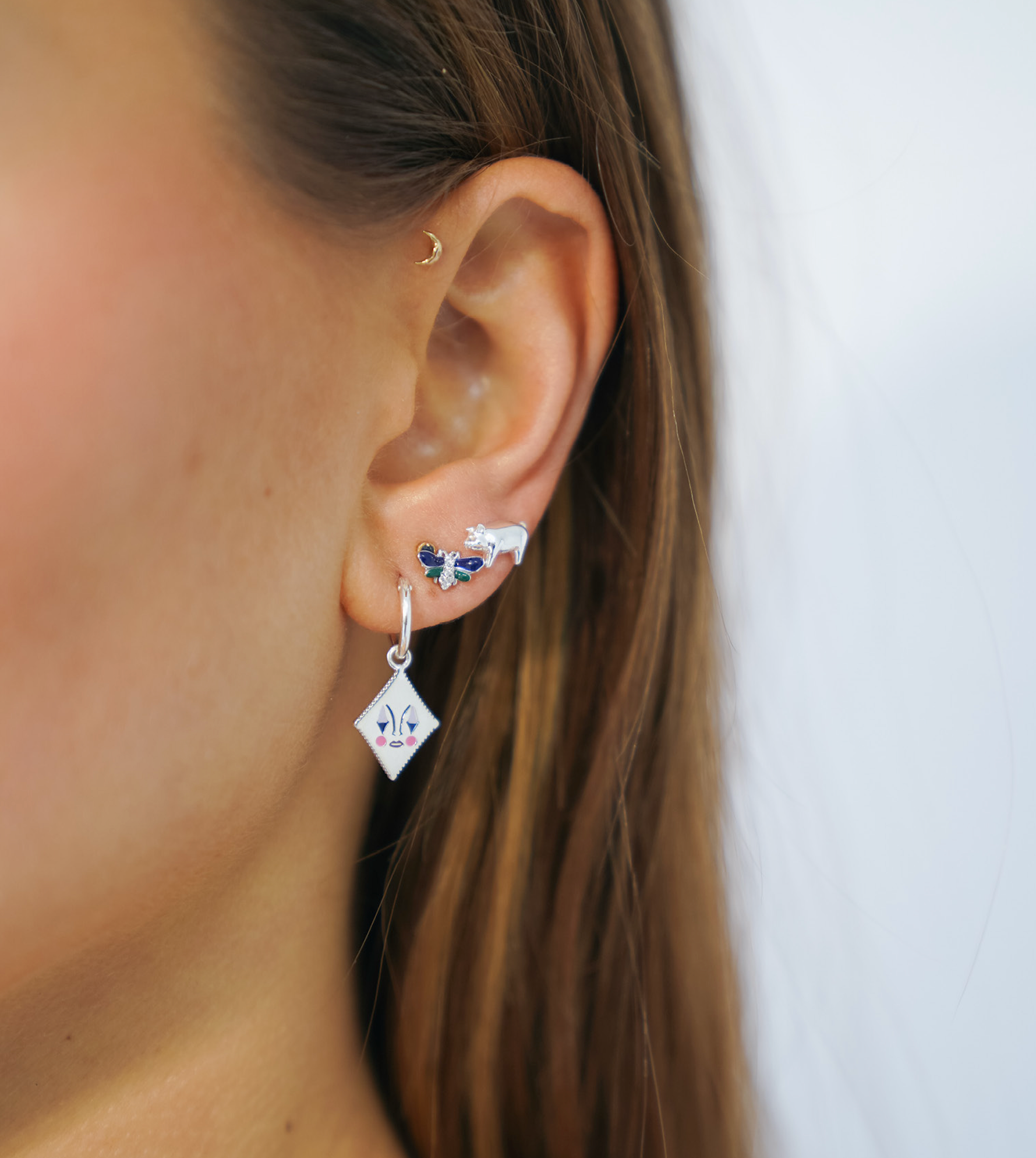 Single Piglet Stud Silver