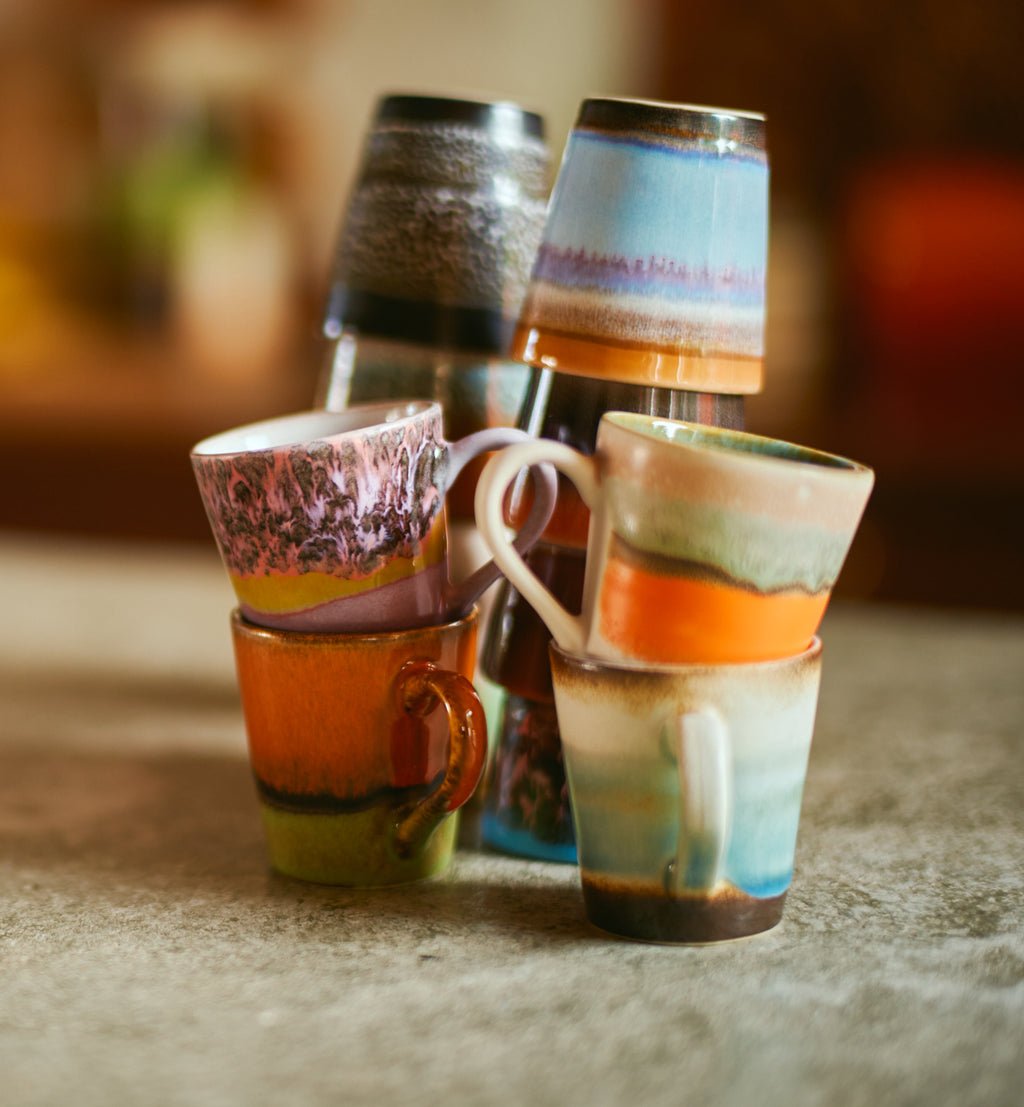 70s Espresso Mugs Retro Set Of 4