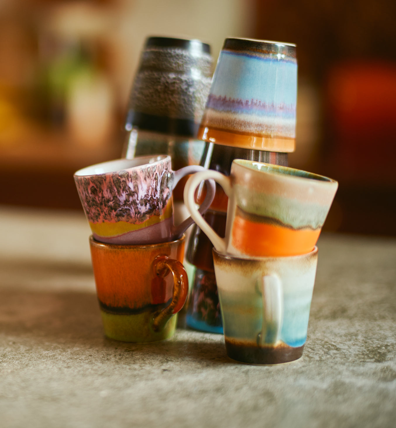 70s Espresso Mugs Retro Set Of 4