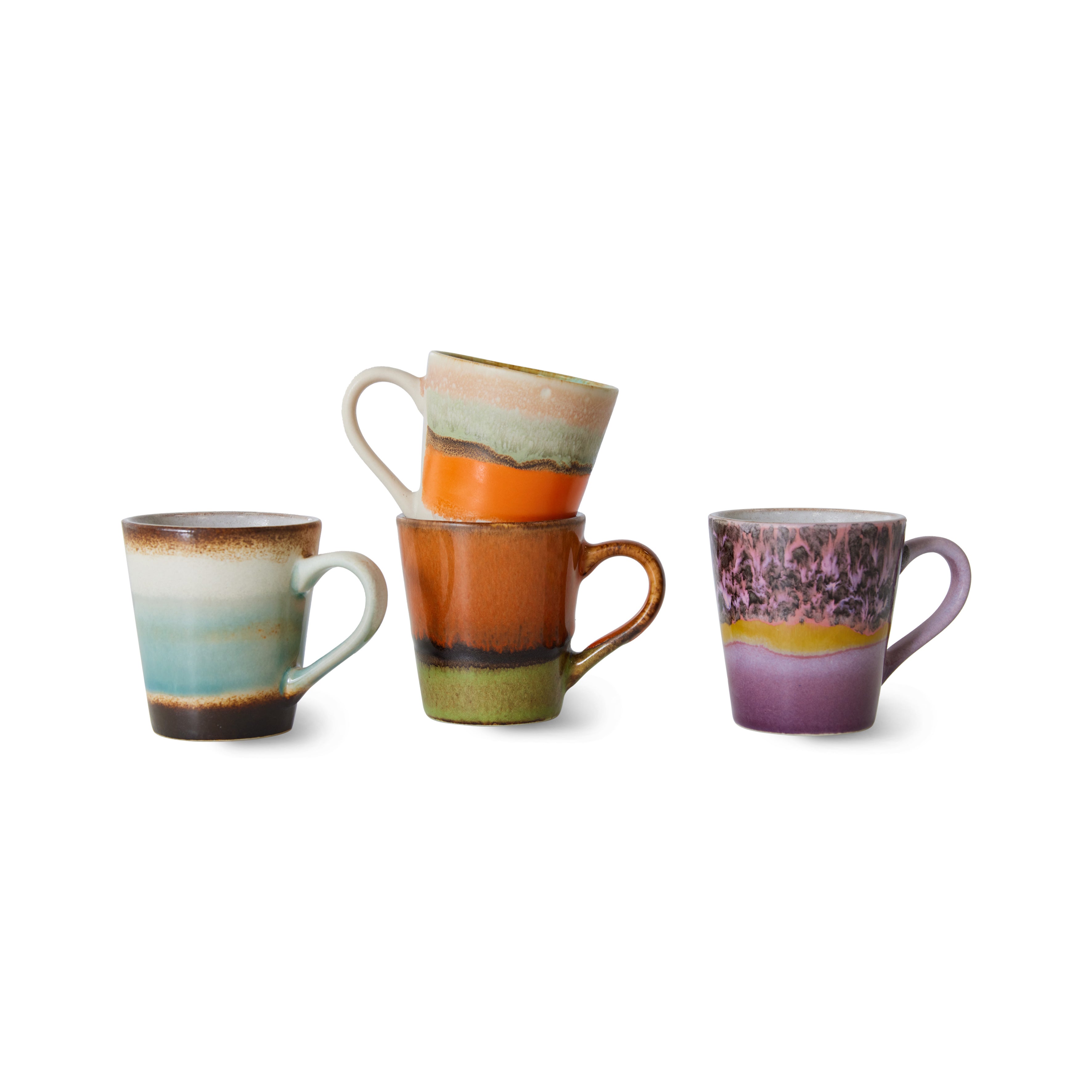 70s Espresso Mugs Retro Set Of 4