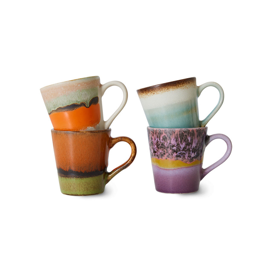70s Espresso Mugs Retro Set Of 4