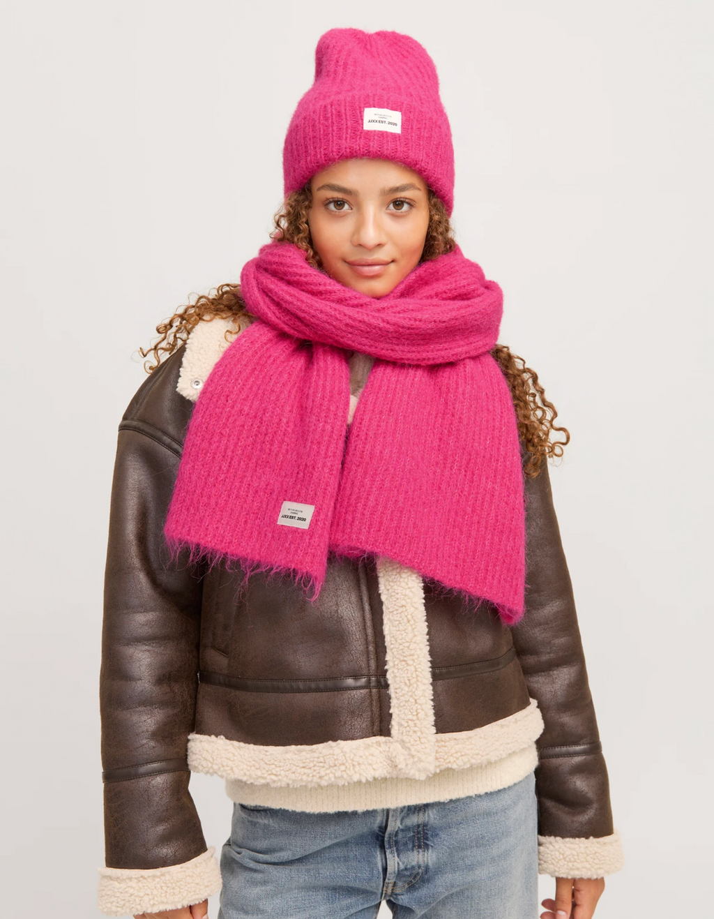 Muts en Sjaal Set Fuchsia