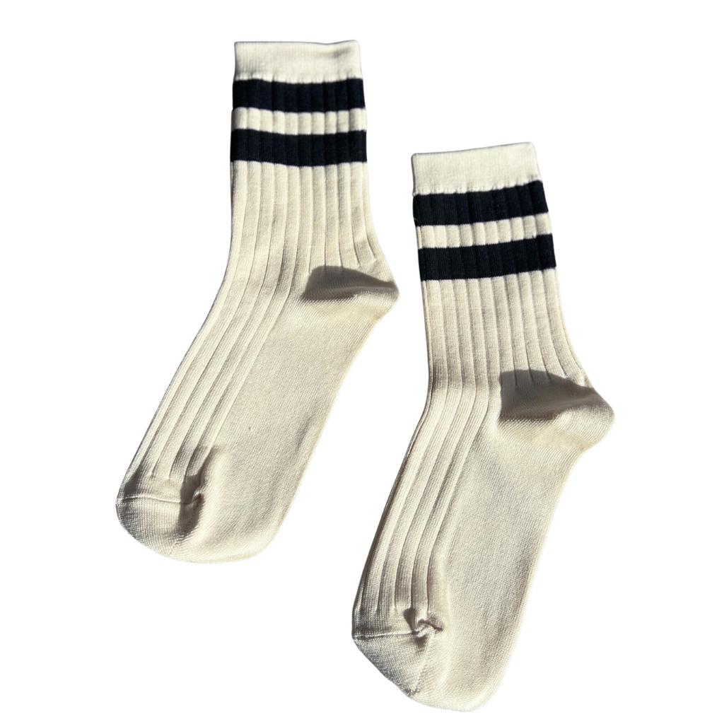 Her Socks Varsity Cream Black