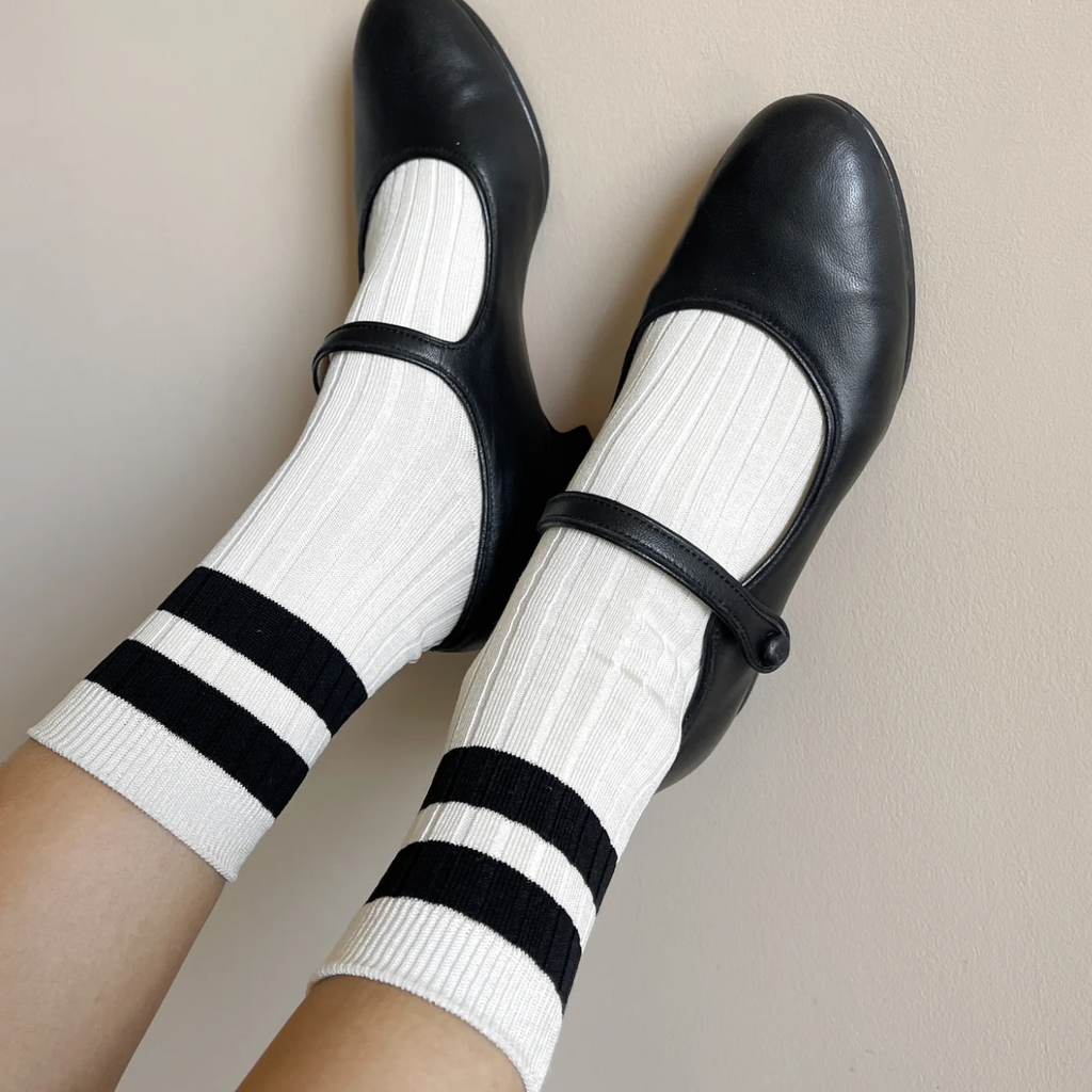 Her Socks Varsity Cream Black