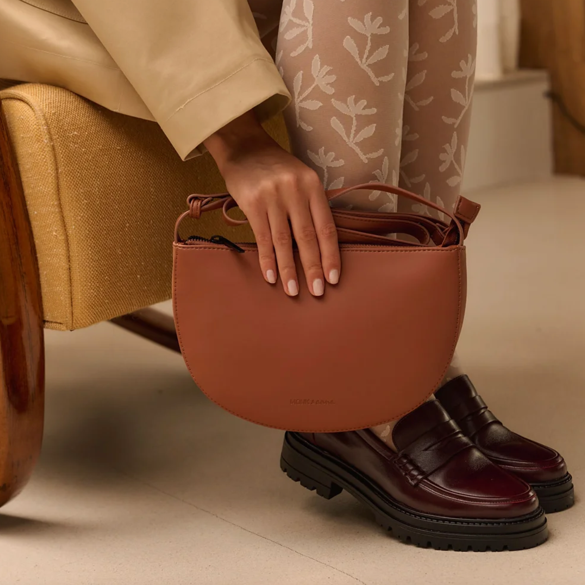 Farou Half Moon Bag Carnelian