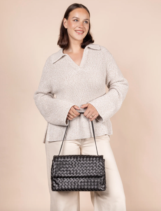 Kenzie Black Woven Classic Leather