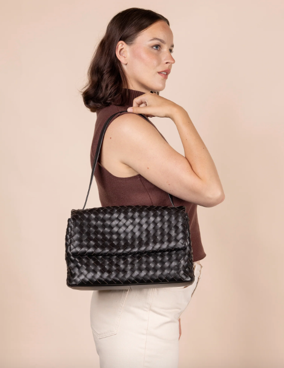 Kenzie Black Woven Classic Leather