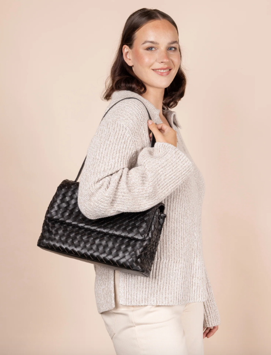 Kenzie Black Woven Classic Leather