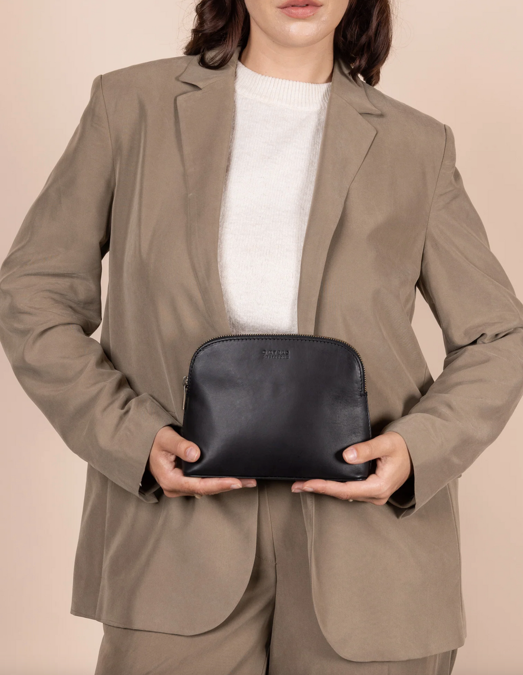 Cosmetics Bag Black Leather