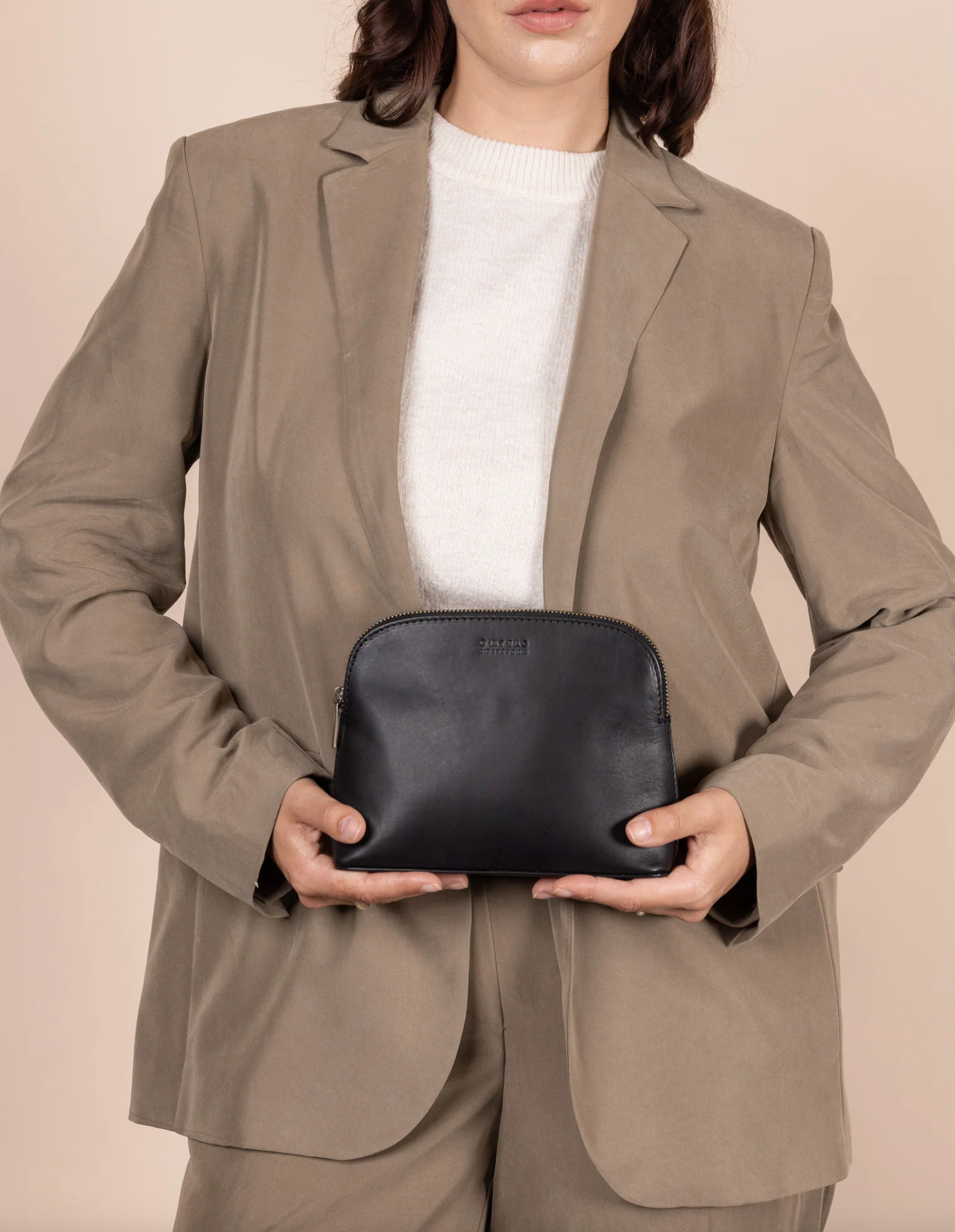 Cosmetics Bag Black Leather