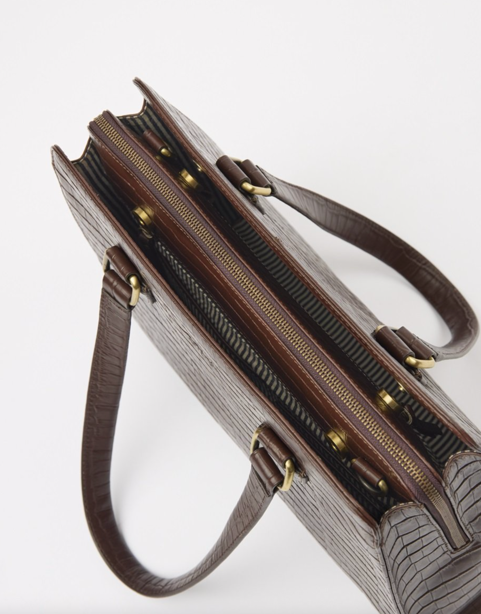 Blair Chocolate Croco Print Leather