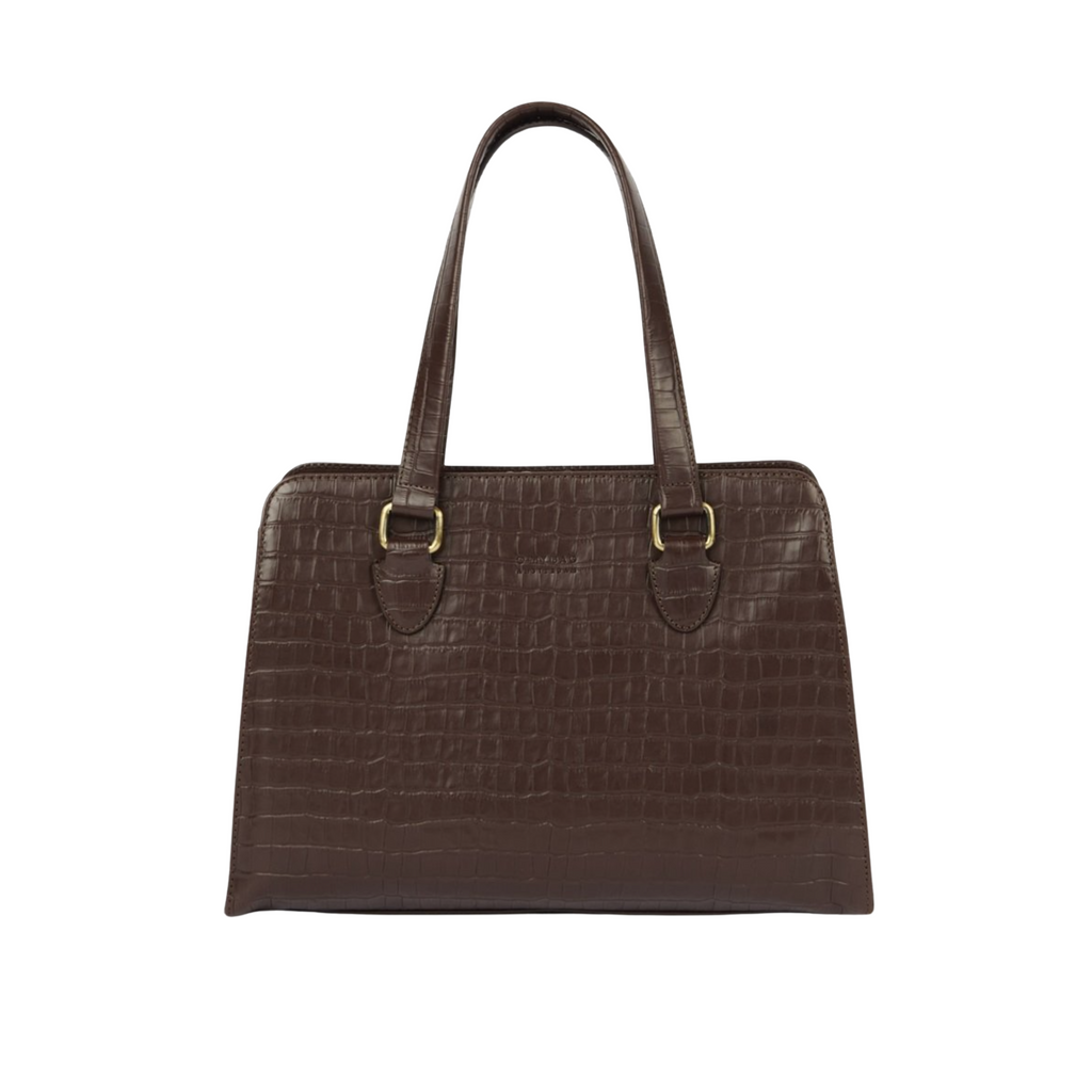 Blair Chocolate Croco Print Leather