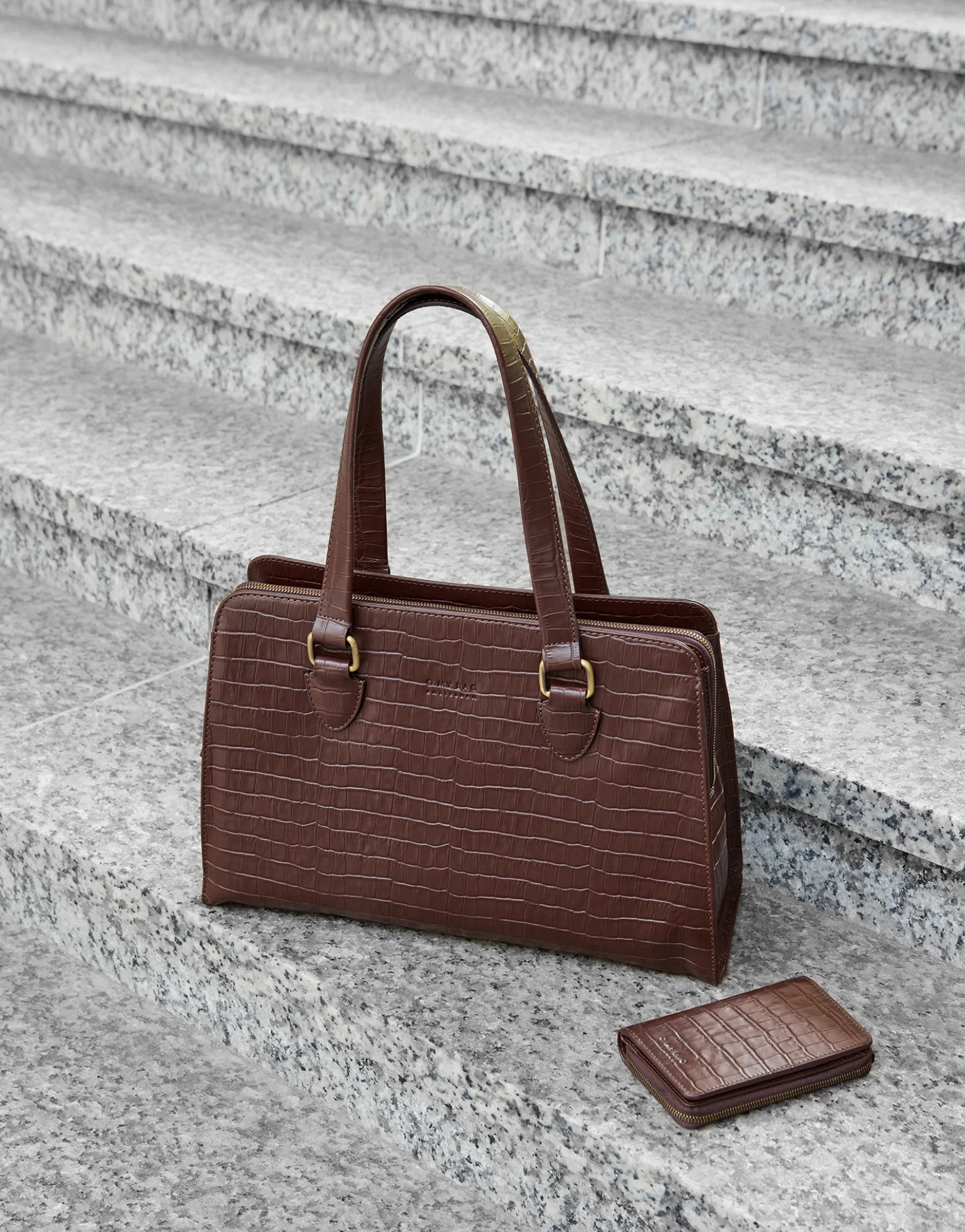 Blair Chocolate Croco Print Leather