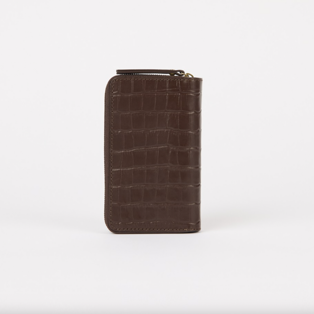 Jett Wallet Chocolate Croco Print Leather