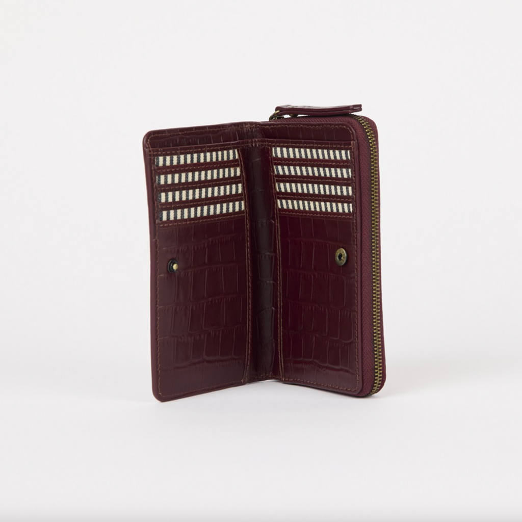 Jett Wallet Dark Cherry Croco Leather