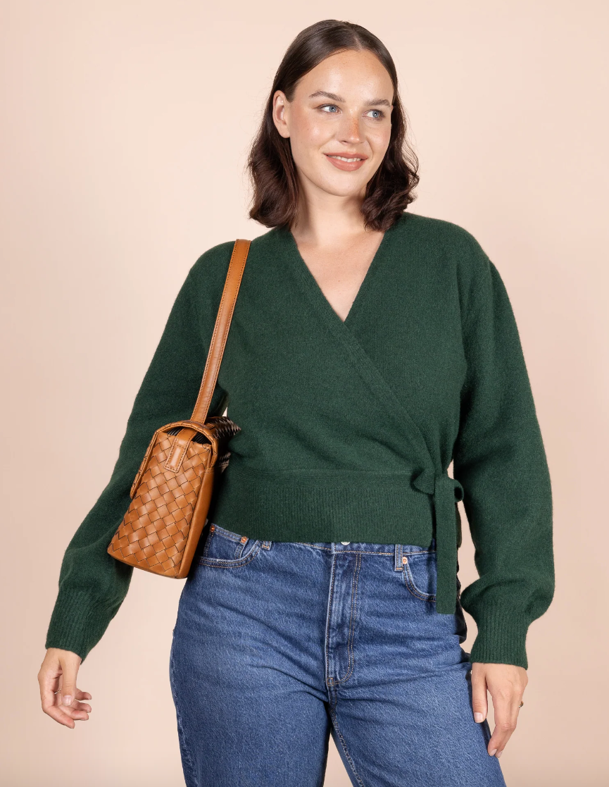 Kenzie Cognac Woven Classic Leather