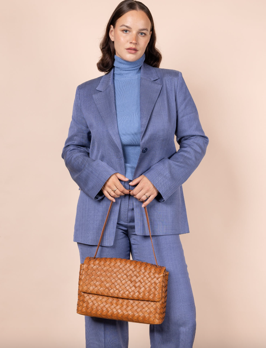 Kenzie Cognac Woven Classic Leather