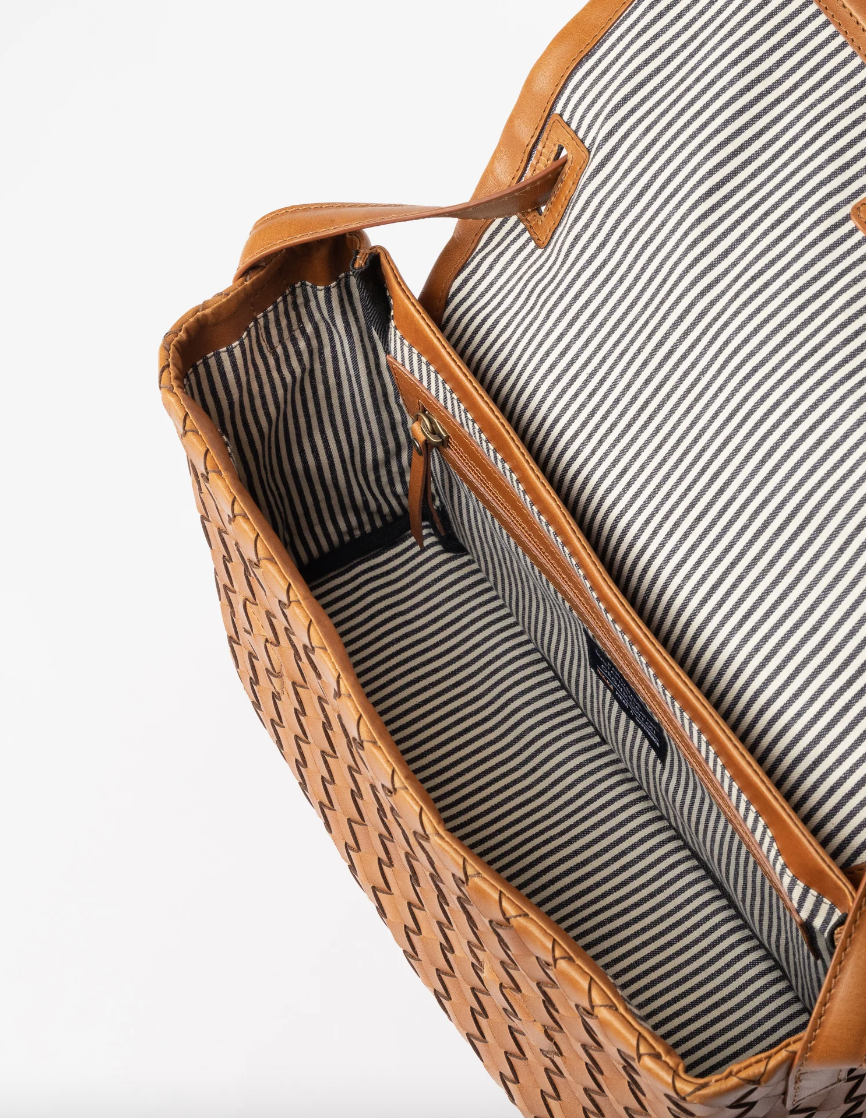 Kenzie Cognac Woven Classic Leather