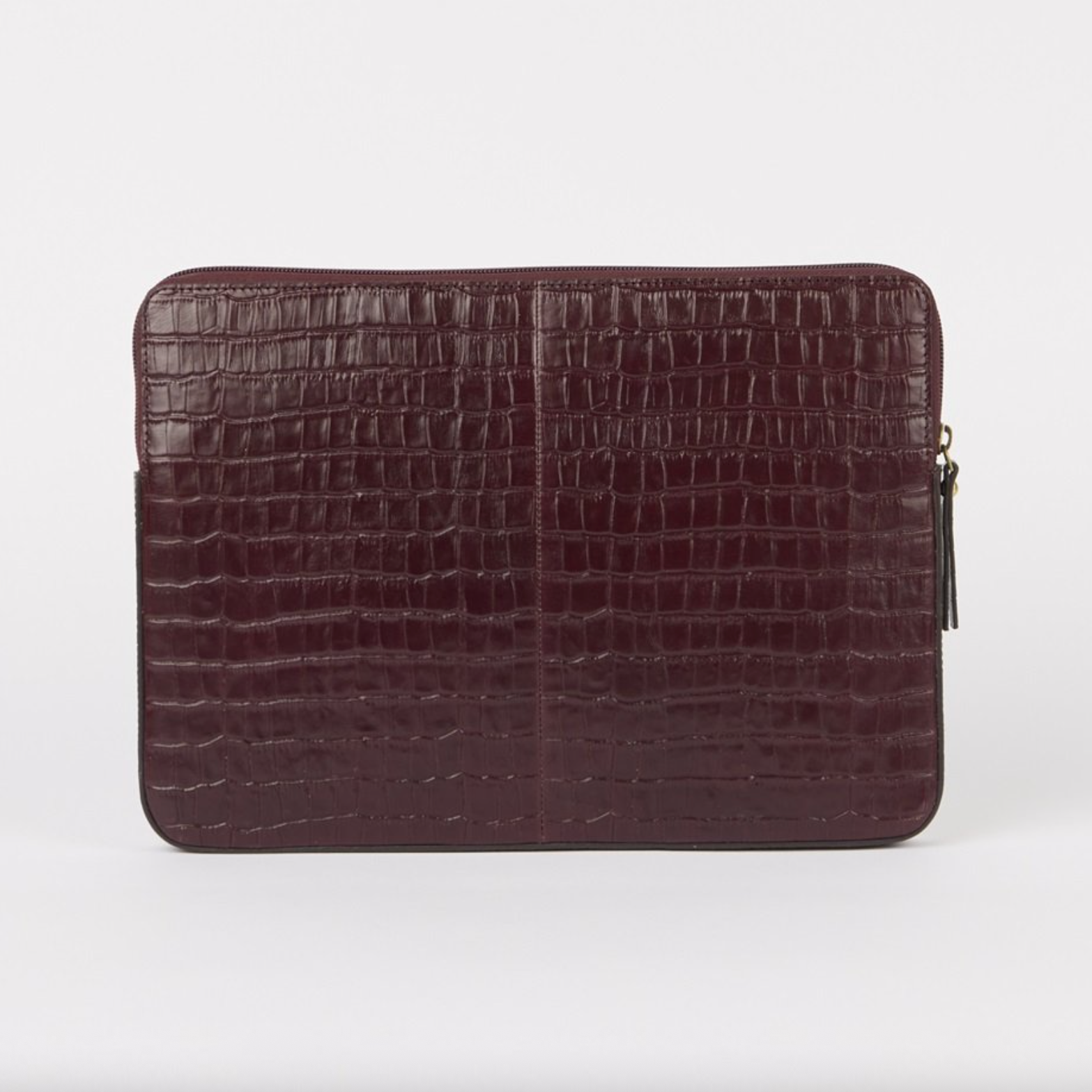Laptop Sleeve Dark Cherry Croco Print Leather
