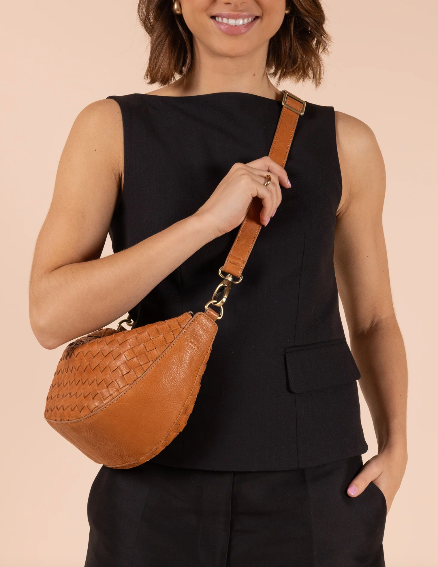 Leo Woven Soft Grain Leather Wild Oak