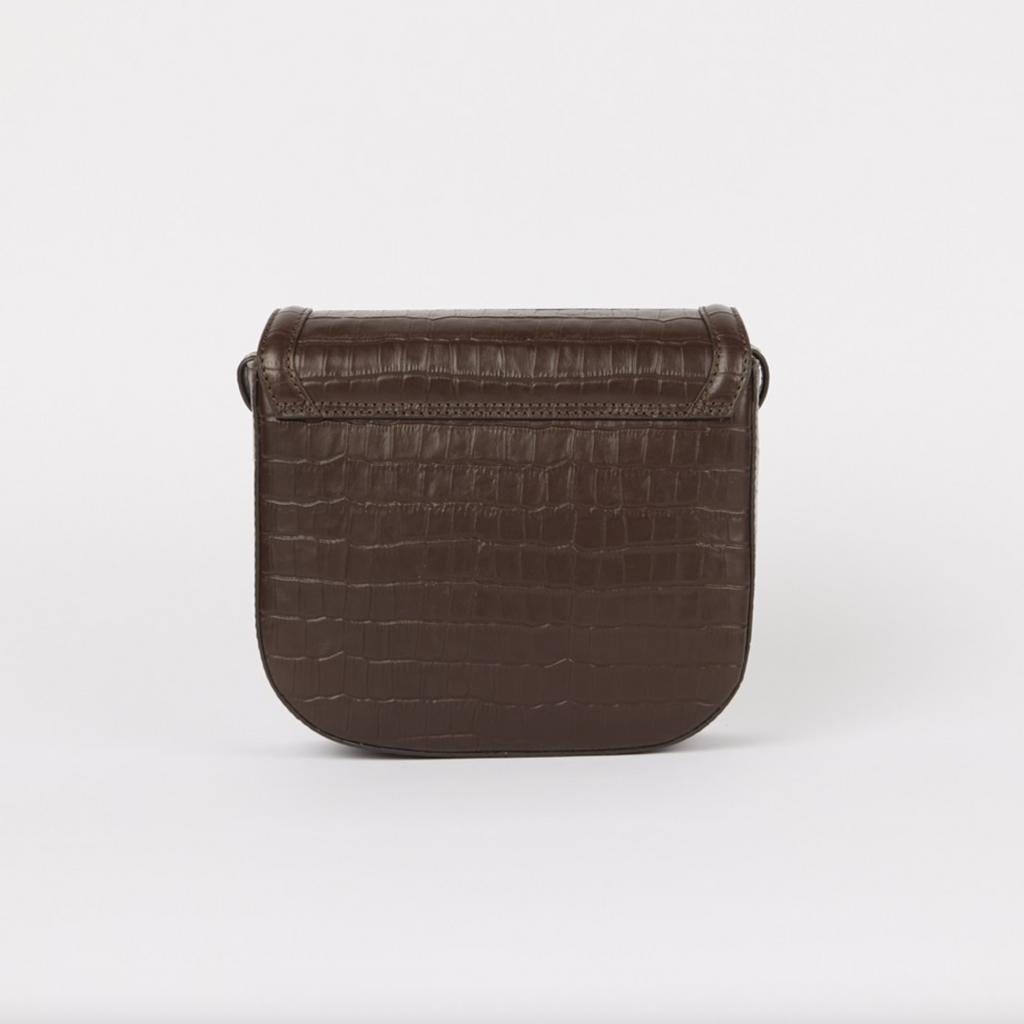 Nina Chocolate Croco Print Leather