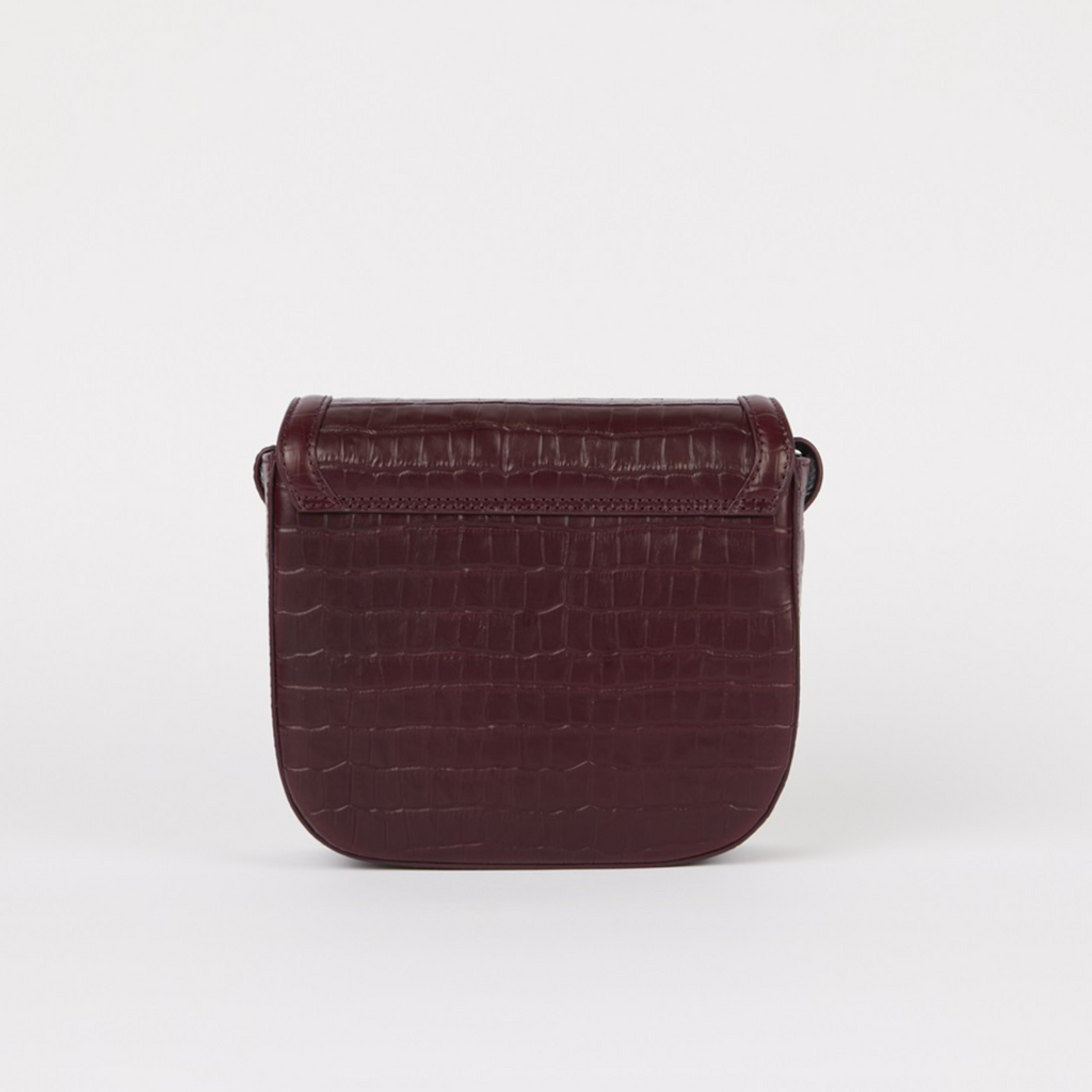 Nina Dark Cherry Croco Print Leather
