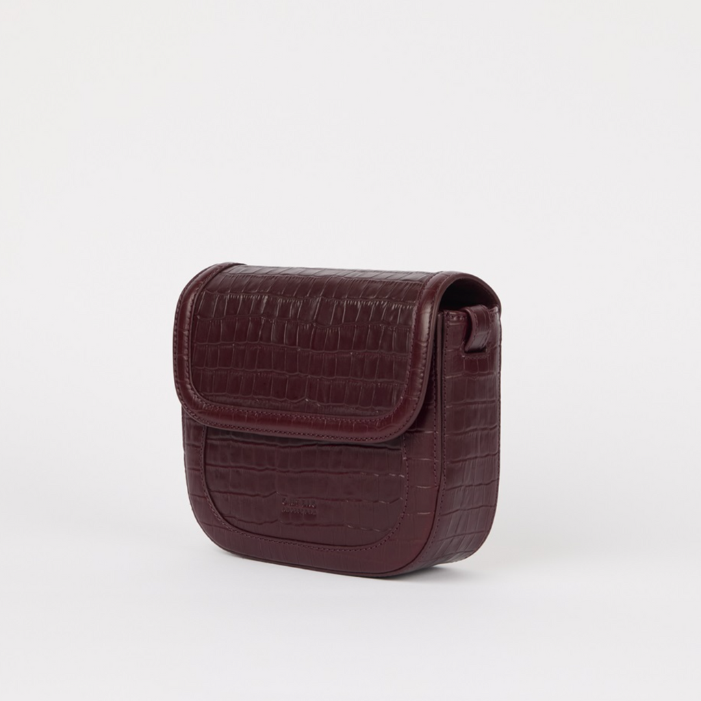 Nina Dark Cherry Croco Print Leather