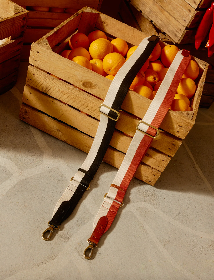 Striped Webbing Strap Black White Black