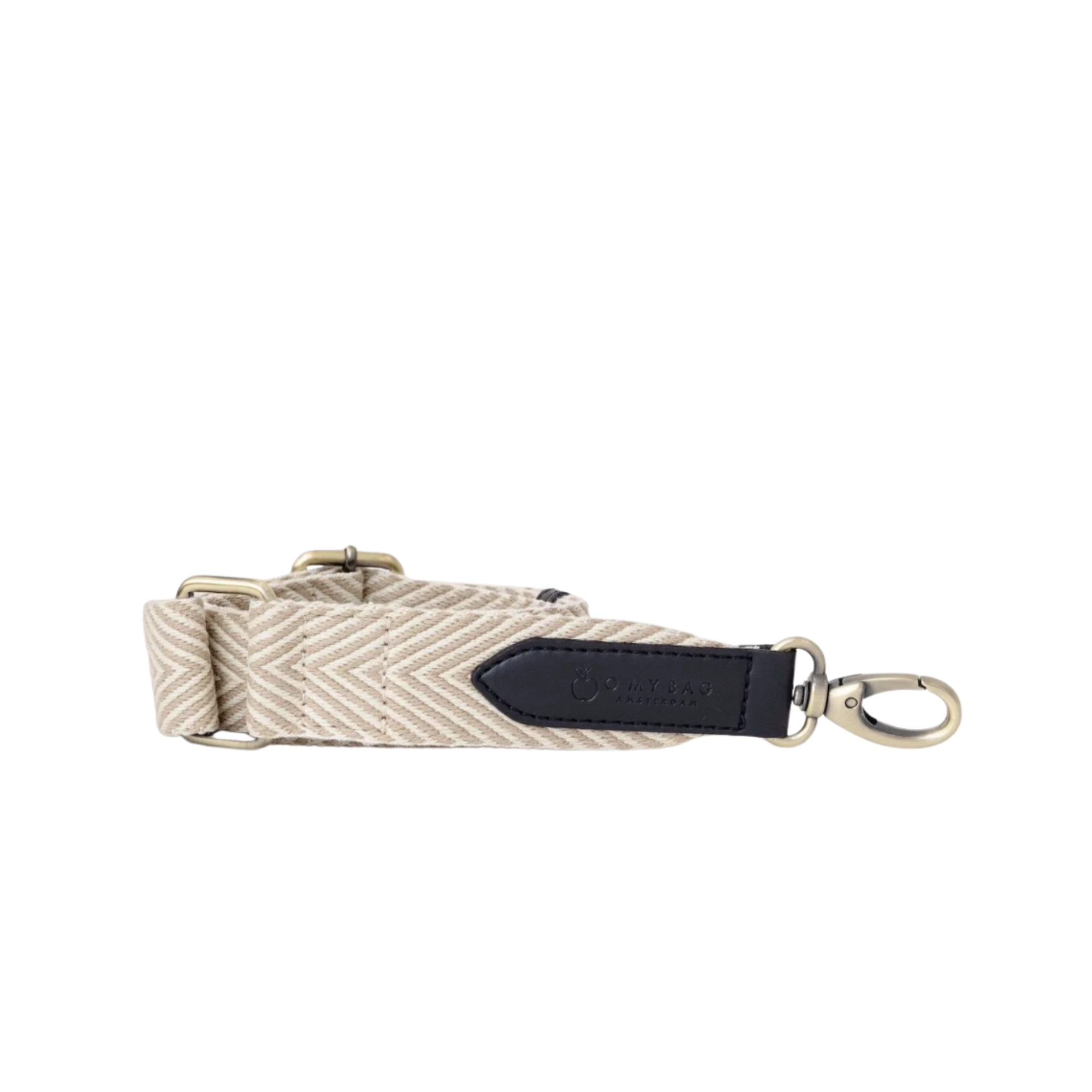 Herringbone Webbing Strap Sand & Black Apple Leather