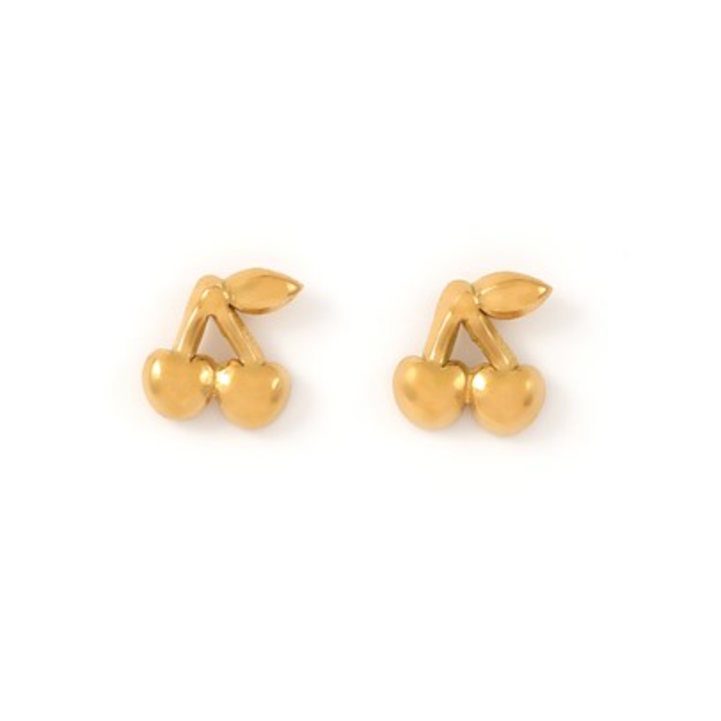 Amour Cherry Stud Earrings Gold