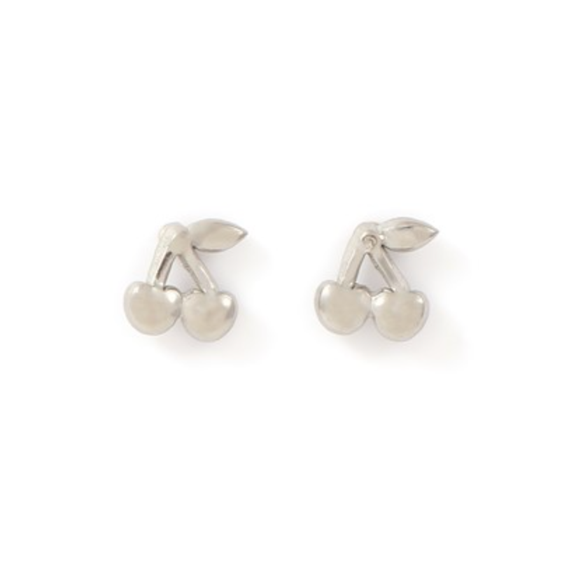 Amour Cherry Stud Earrings Silver