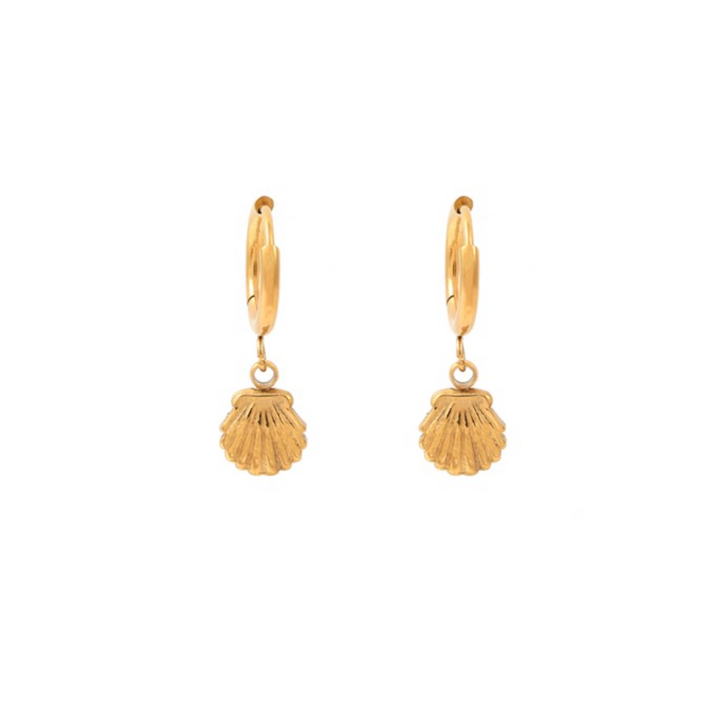 Ane Seashell Hoop Earrings Gold