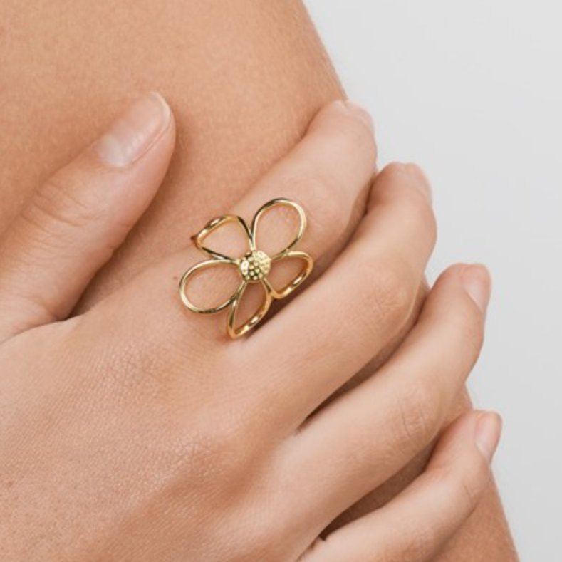 Lucky Outline Flower Ring Gold