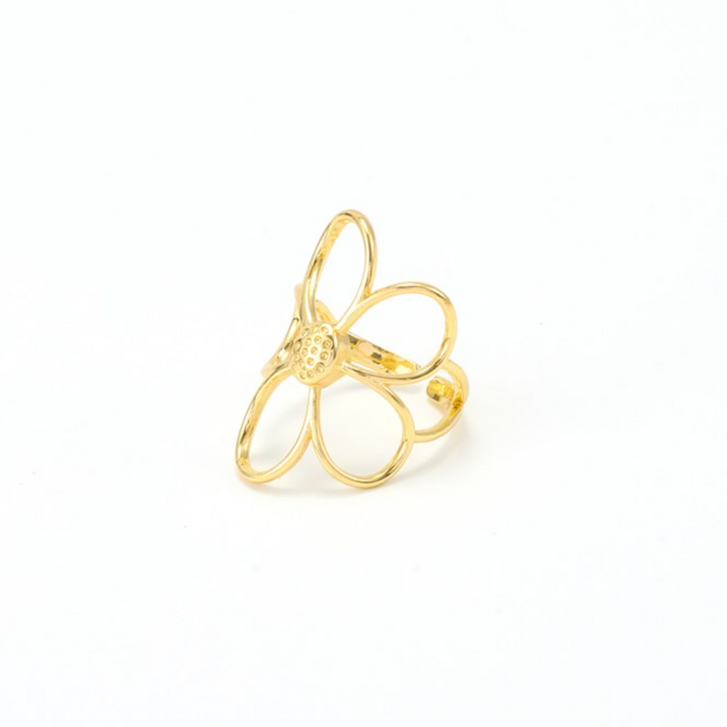 Lucky Outline Flower Ring Gold
