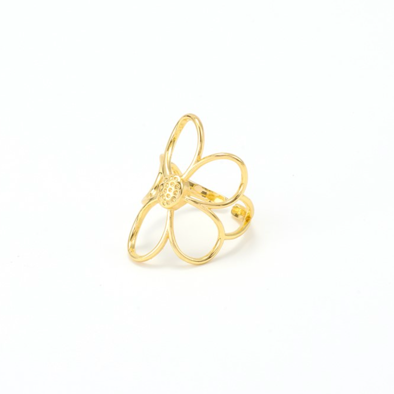 Lucky Outline Flower Ring Gold