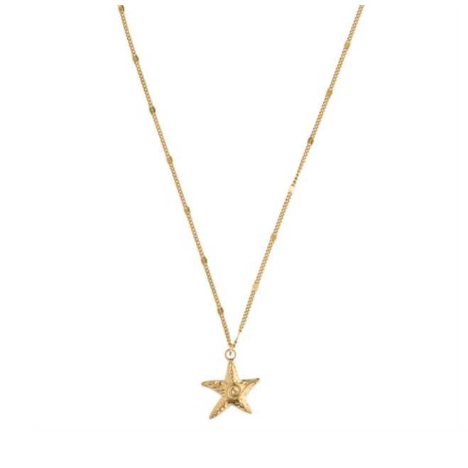 Moss Starfish Dangling Necklace Gold