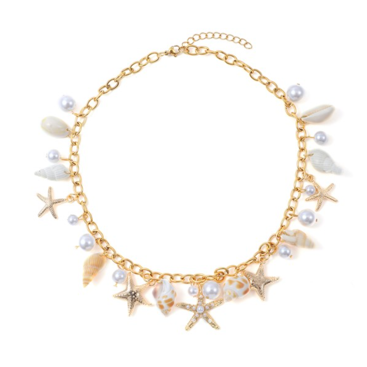 Nora Shell Charm Necklace Gold