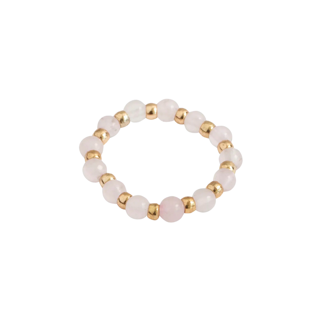 Stone and Bead Ring - Rose Quartz