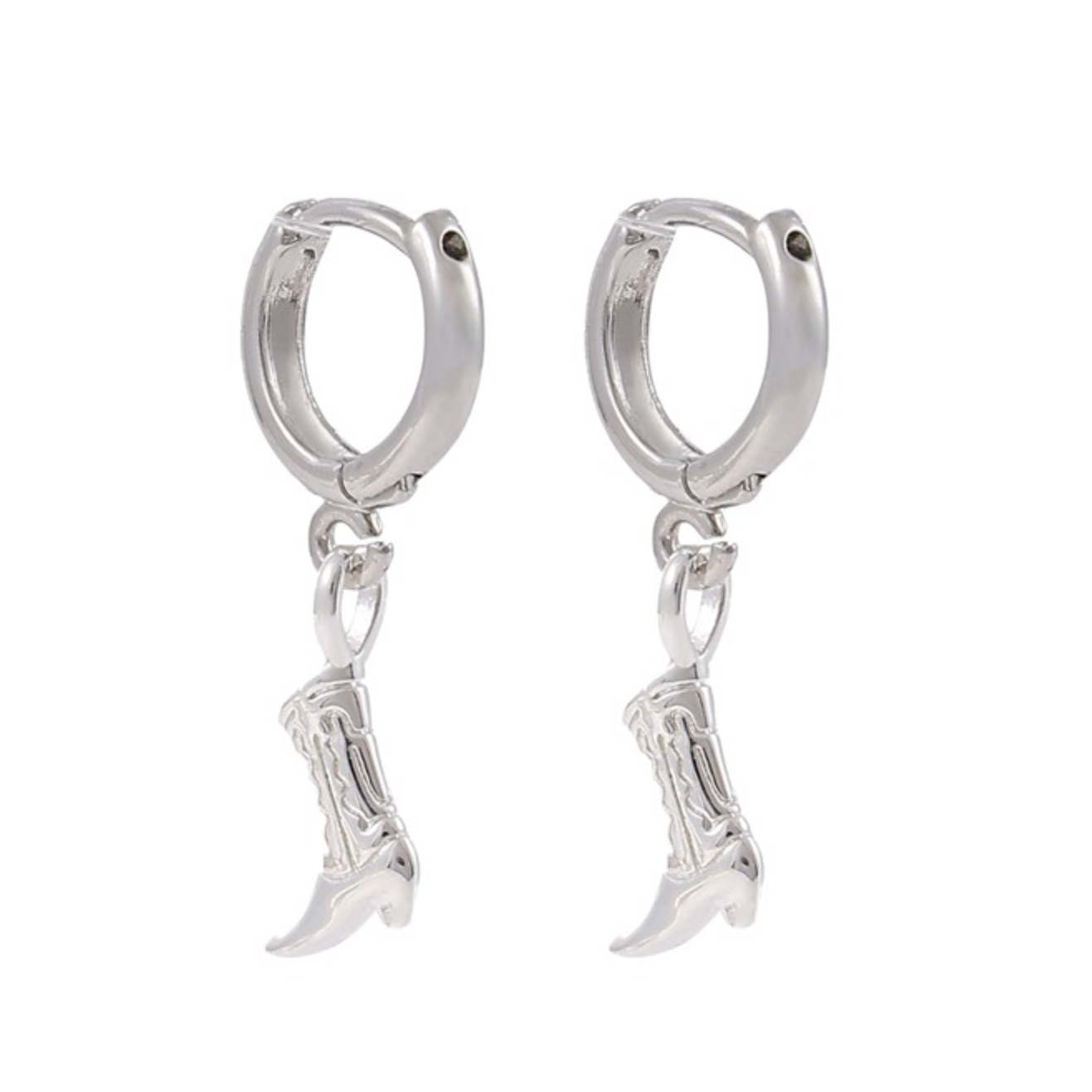Wendy Cowboy Boot Hoop Earring Silver