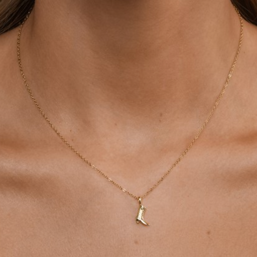 Wendy Cowboy Boot Necklace Gold