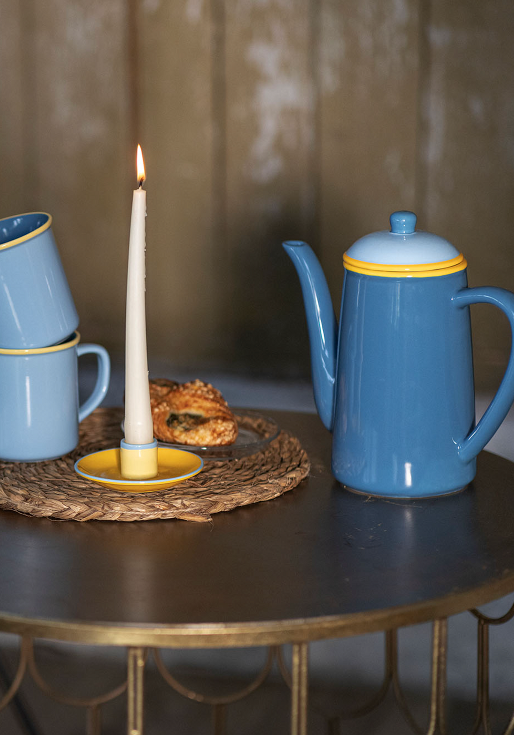 Kandelaar Candy Blauw Geel