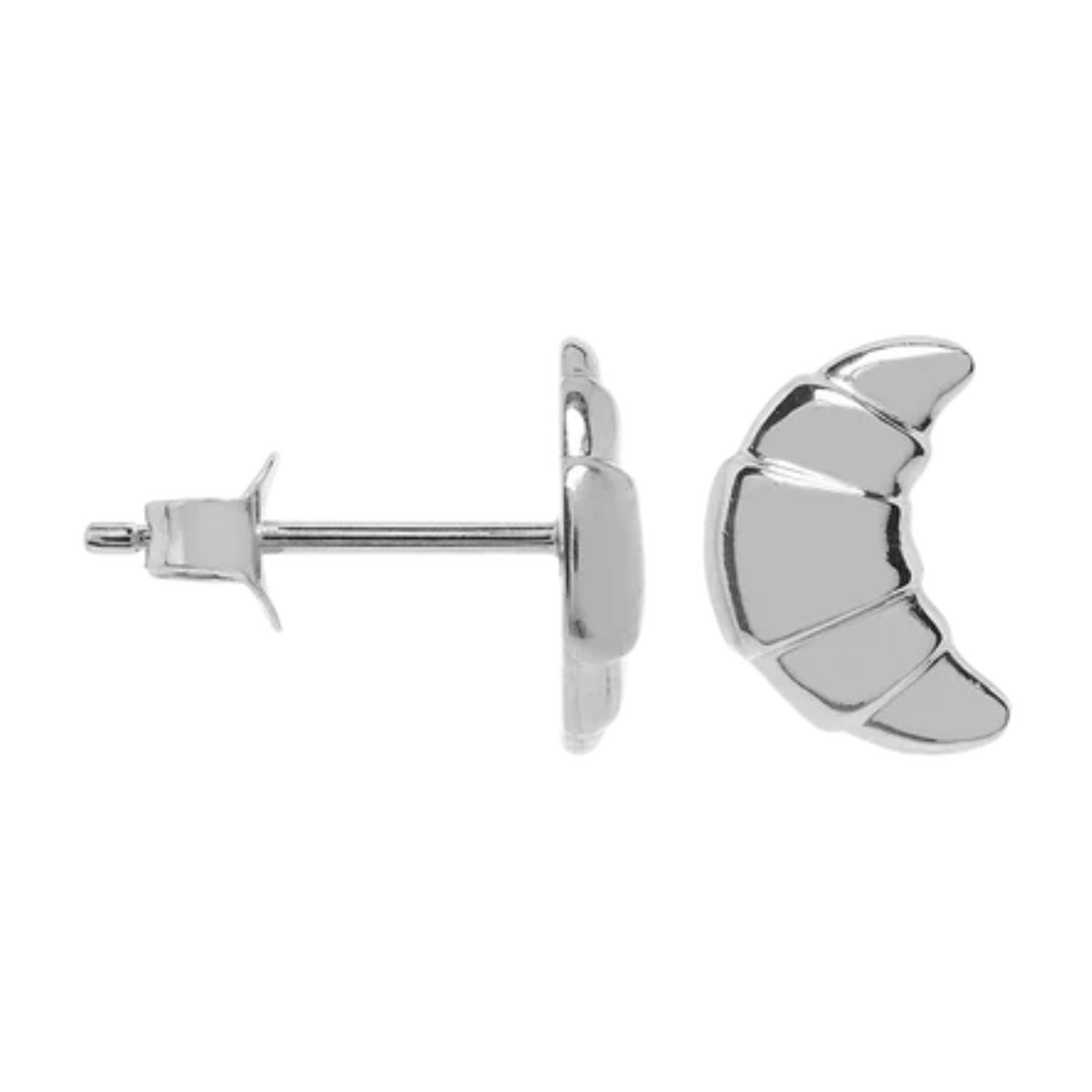 Single Croissant Stud Earring Silver
