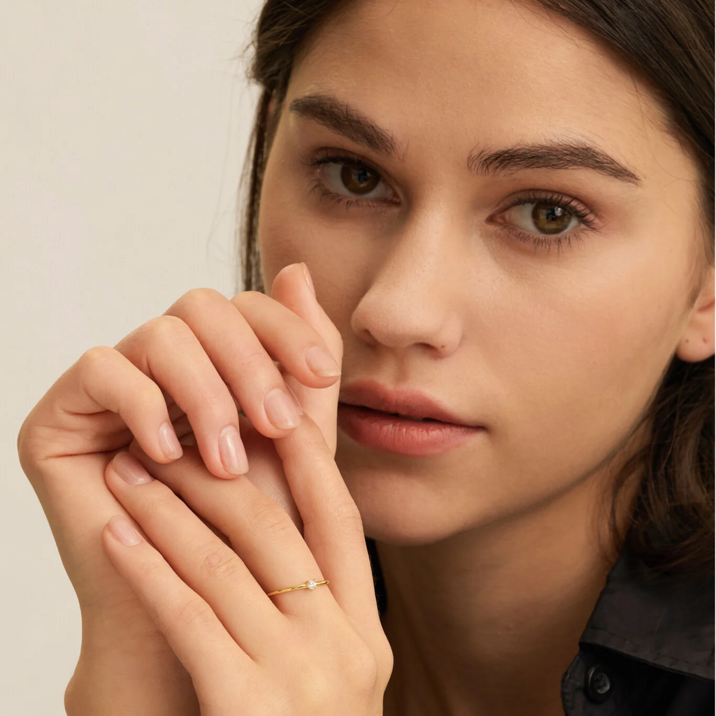 Chloe Moodstone Clear Stone Ring Gold