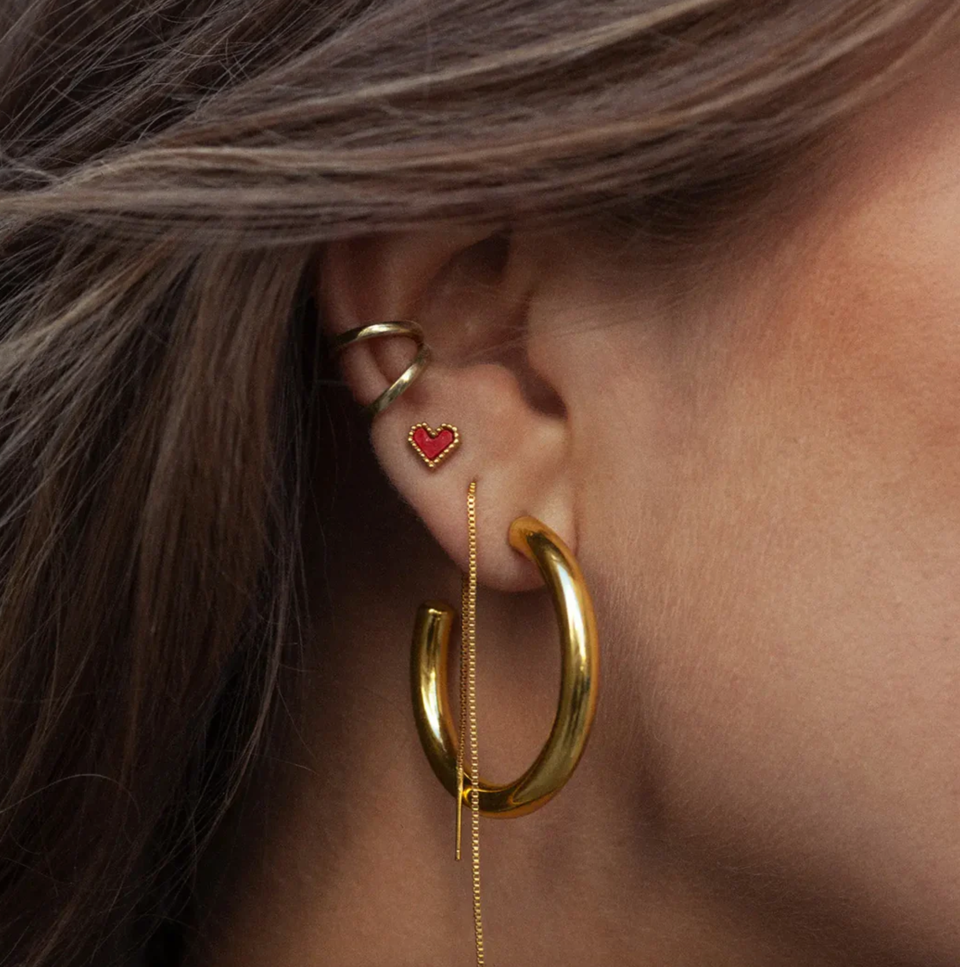 Sarah Red Heart Stud Earring